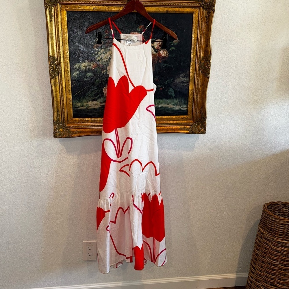 Corie Lynn Calter ANTHRO Bold Floral Print ZOLA High Neck Resort Midi Dress M - Picture 2 of 8